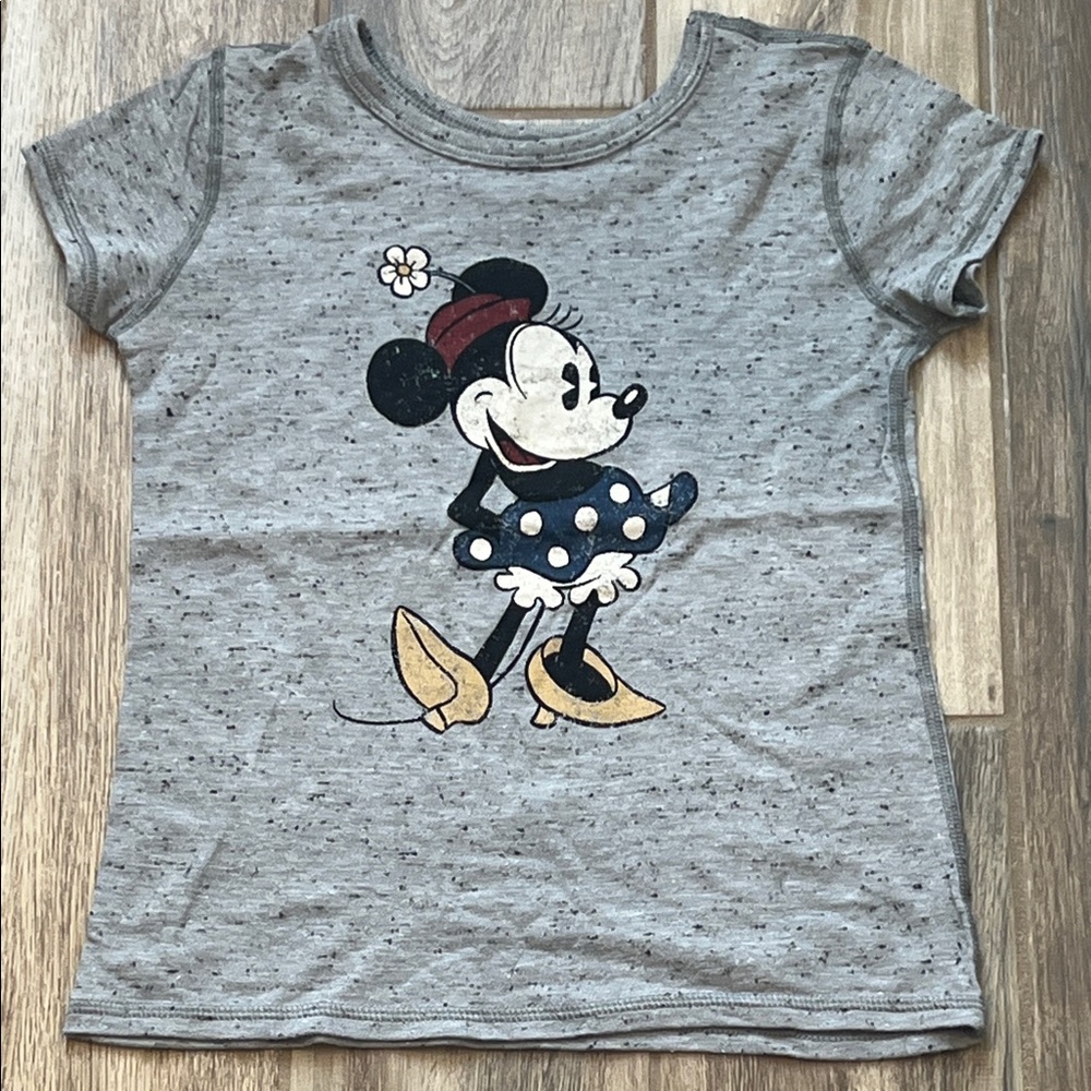 Disney Store Minnie Mouse Heather Gray Kids Tee 7/8